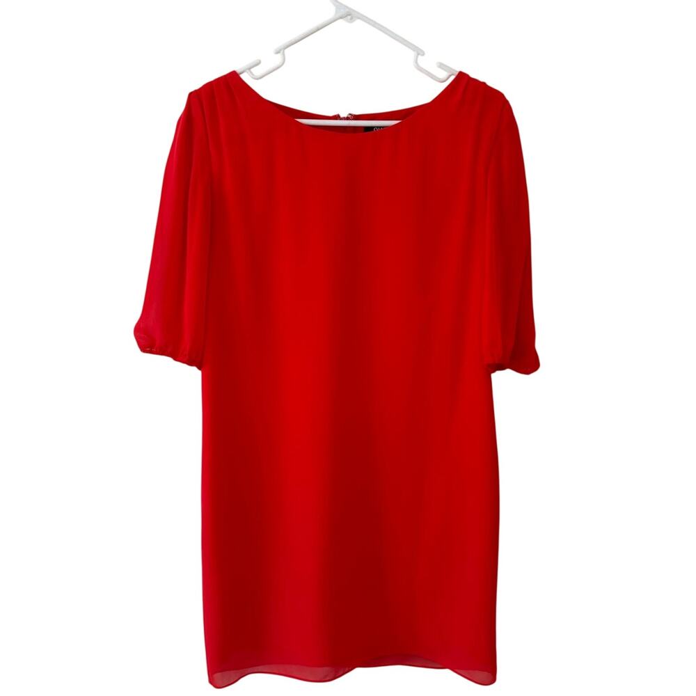 Women's Gianni Bini Red Sheer Sleeve Knee length Dress Size Small